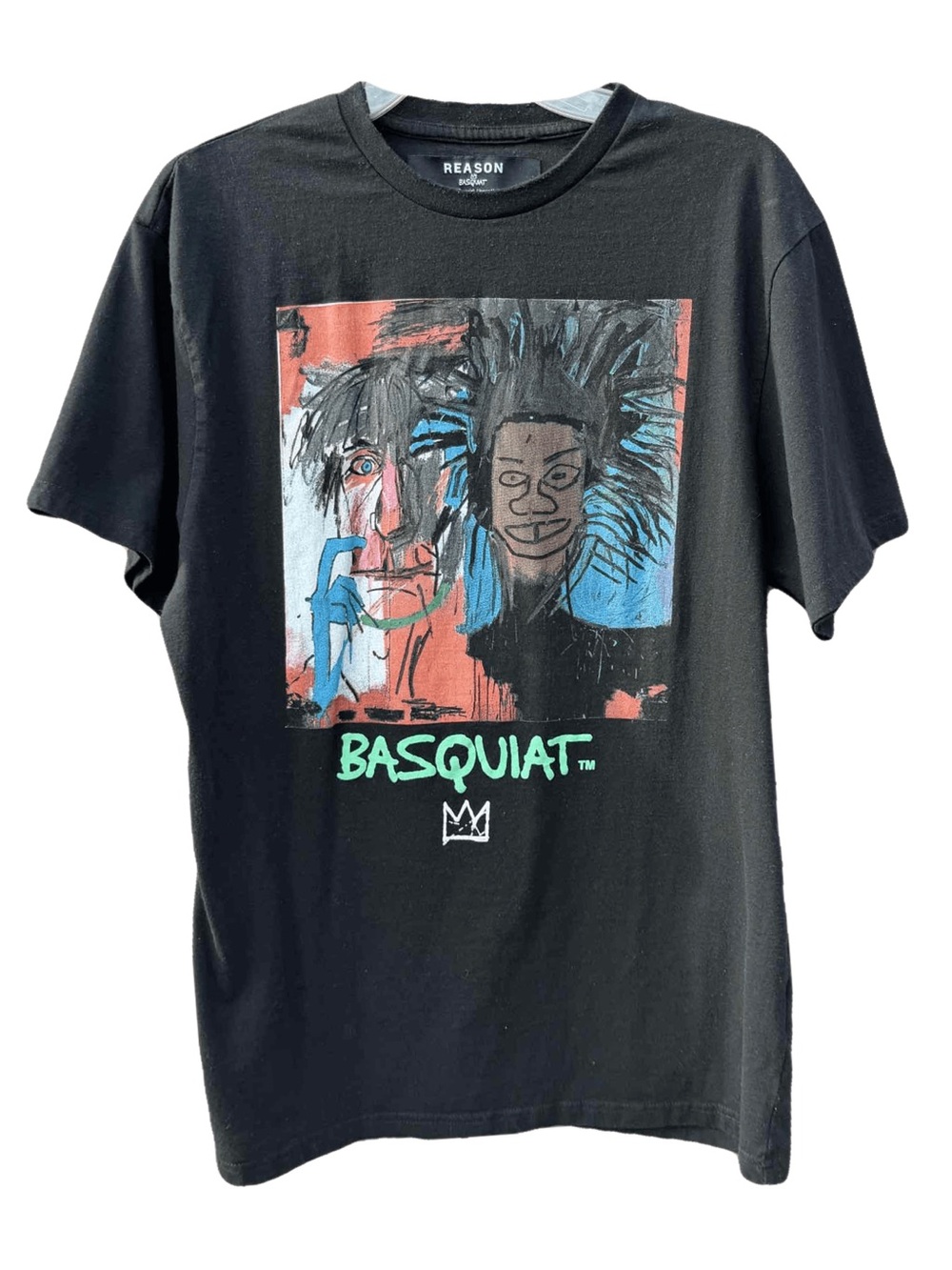 Reason Black Basquiat Graphic Tee with Multicolor Art